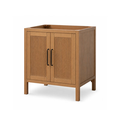Kellian Honey Oak Wood Grain Finish 30 in. W x 21 in. D Single Sink Freestanding Bathroom Vanity  Base