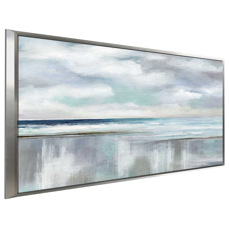 « Sunrise » de Nan, reproduction, H 39,5 po x l 63,5 po x P 2 po, Cadre flottant argent