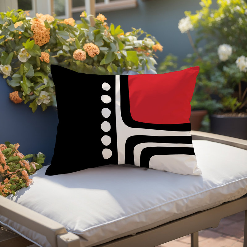 Coussin lombaire réversible intérieur / extérieur Sofi Minimalist, H 18 po x l 25 po, Rouge