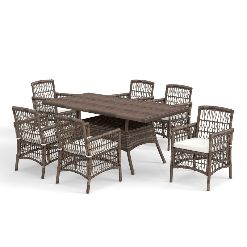 6-person Rectangular dining set with a dining table that has storage