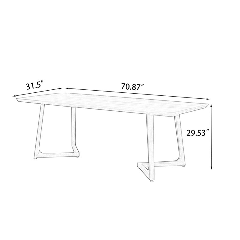Table de salle à manger Burlywood, H 29,53 po x L 70,87 po x l 31,5 po