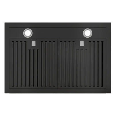 30 inch 900 CFM Convertible Wall Mount Range Hood 4 Speed Quiet Black Stainless Steel Remote and Touch Panel Control with LED Lights