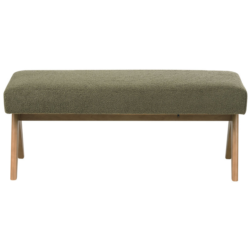Bench Drumheller Boucle, Green, Light Yellow Wood