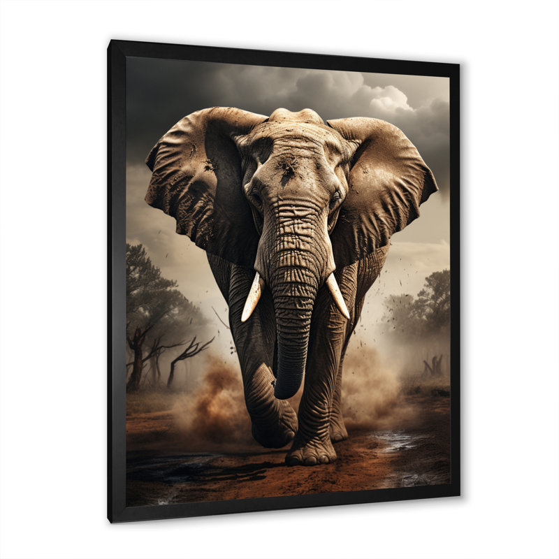 «Dawone African Elephant Race Elegance I», reproduction sur toile, H 32 po x l 24 po x P 1 po, Cadre photo noir