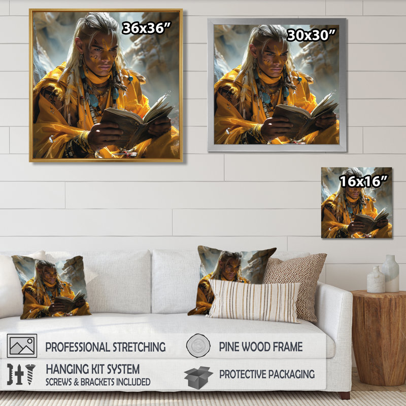 Chaman des montagnes - décoration murale amérindienne, Toile tendue, H 16 po x l 16 po x P 1 po