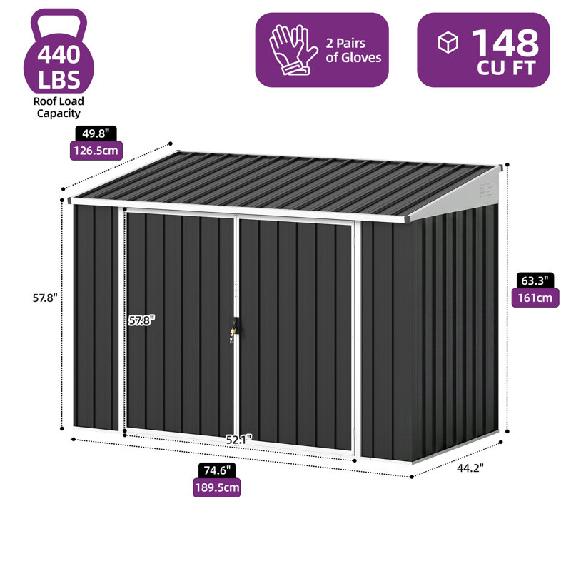 Remise de rangement en métal l 6,3 pi x P 3,7 pi