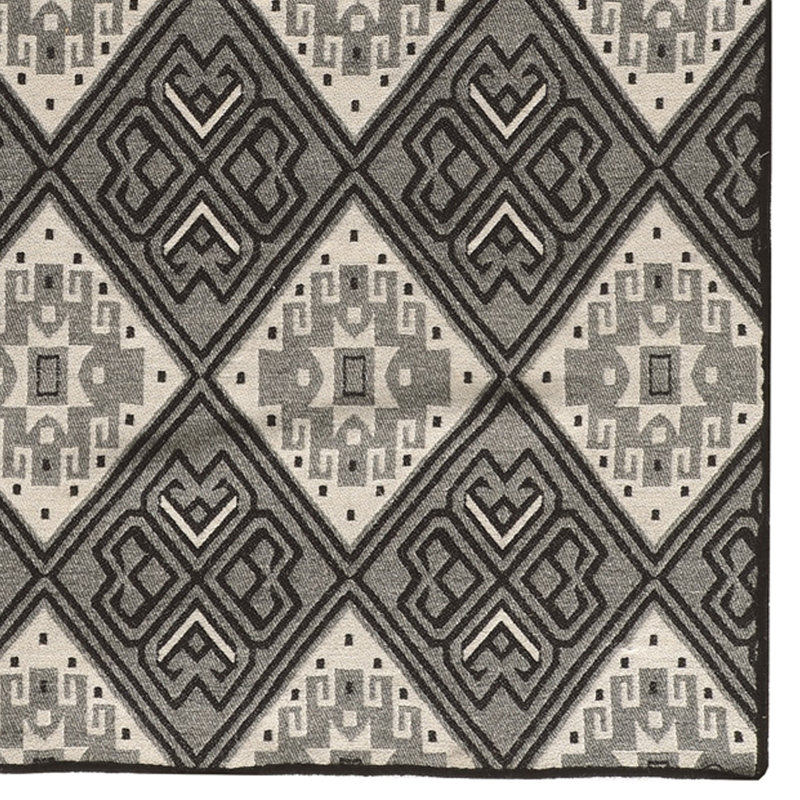 Tapis rectangulaire tissé à la main noir/gris zone grise Brooking