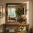 Reva Dressing Mirror, Framed Design, Light Brown Wood, 32X34 Rectangular