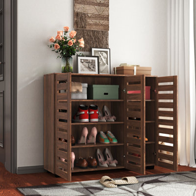 Spacious Shoe Cabinet With Coating & Adjustable Shelves For Living Area Functional Ample Room Various Shoes Easy Maintenance
