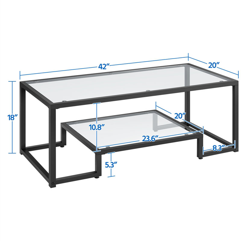 Ailer Glass Top Coffee Table, Black