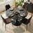 4 - Person Dining Table Sets With Round Table & 4 Upholstered Chenille Chairs-1337041847