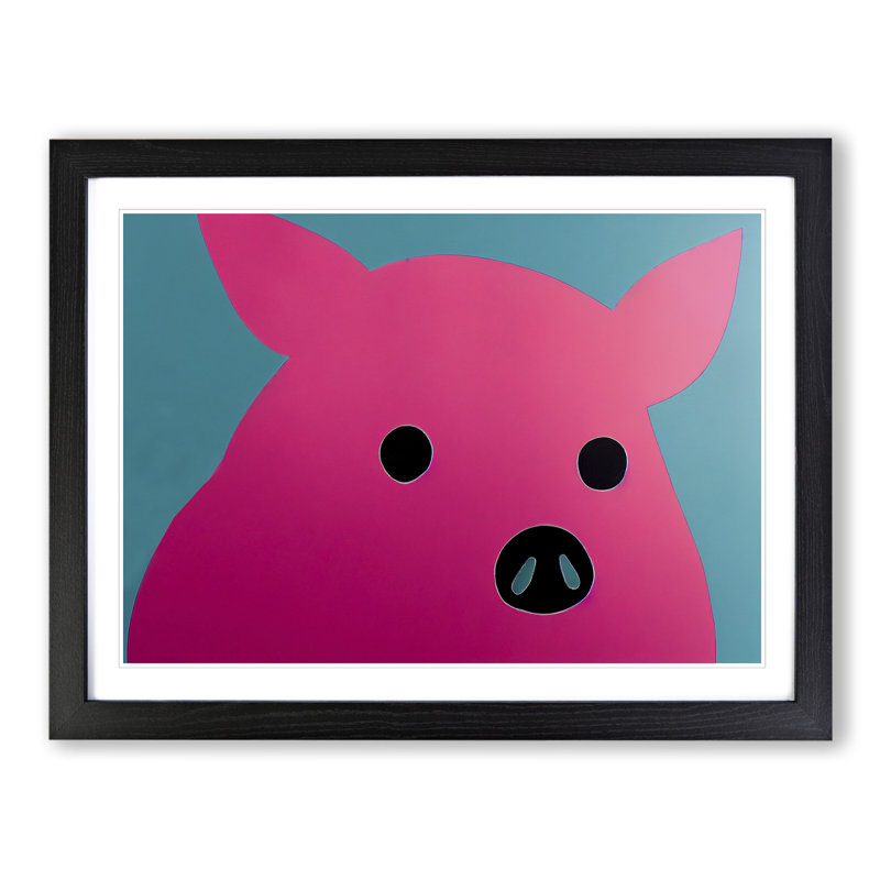 Pig Modern Abstract - Single Picture Frame Print, Black Framed, 46cm H x 64cm W x 2cm D