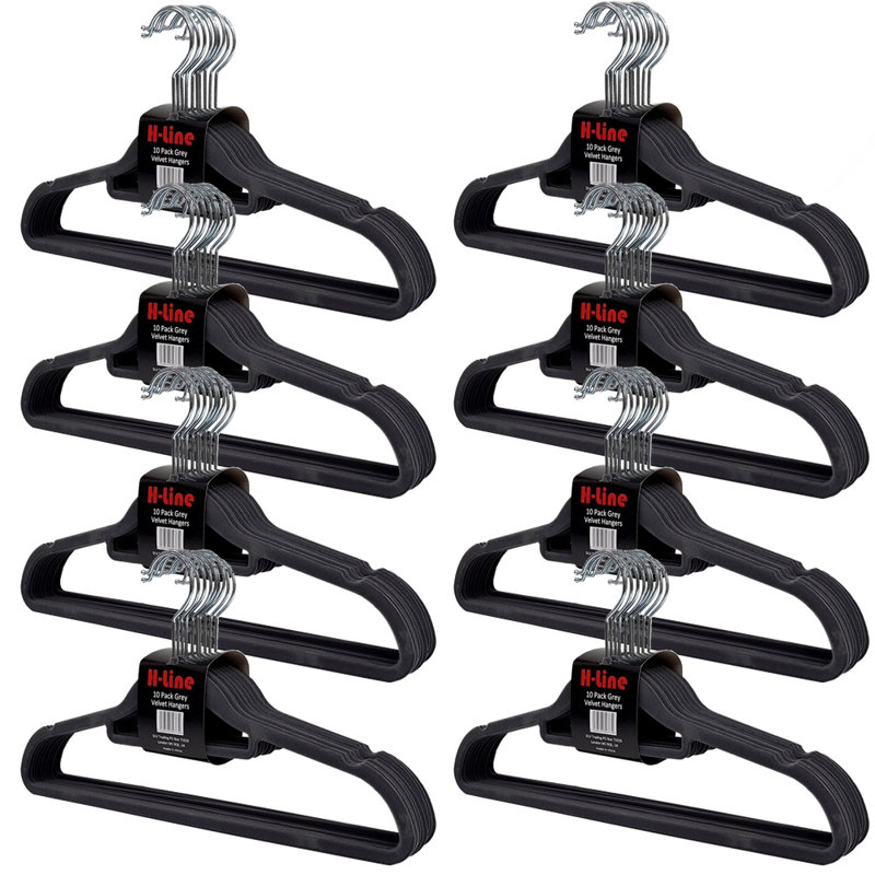 Velvet Standard Hanger for Dress/Shirt/Sweater, Grey