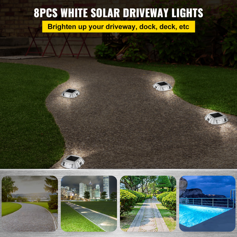 Solar Powered White LED Pathway Lights Multipack, Set of 8