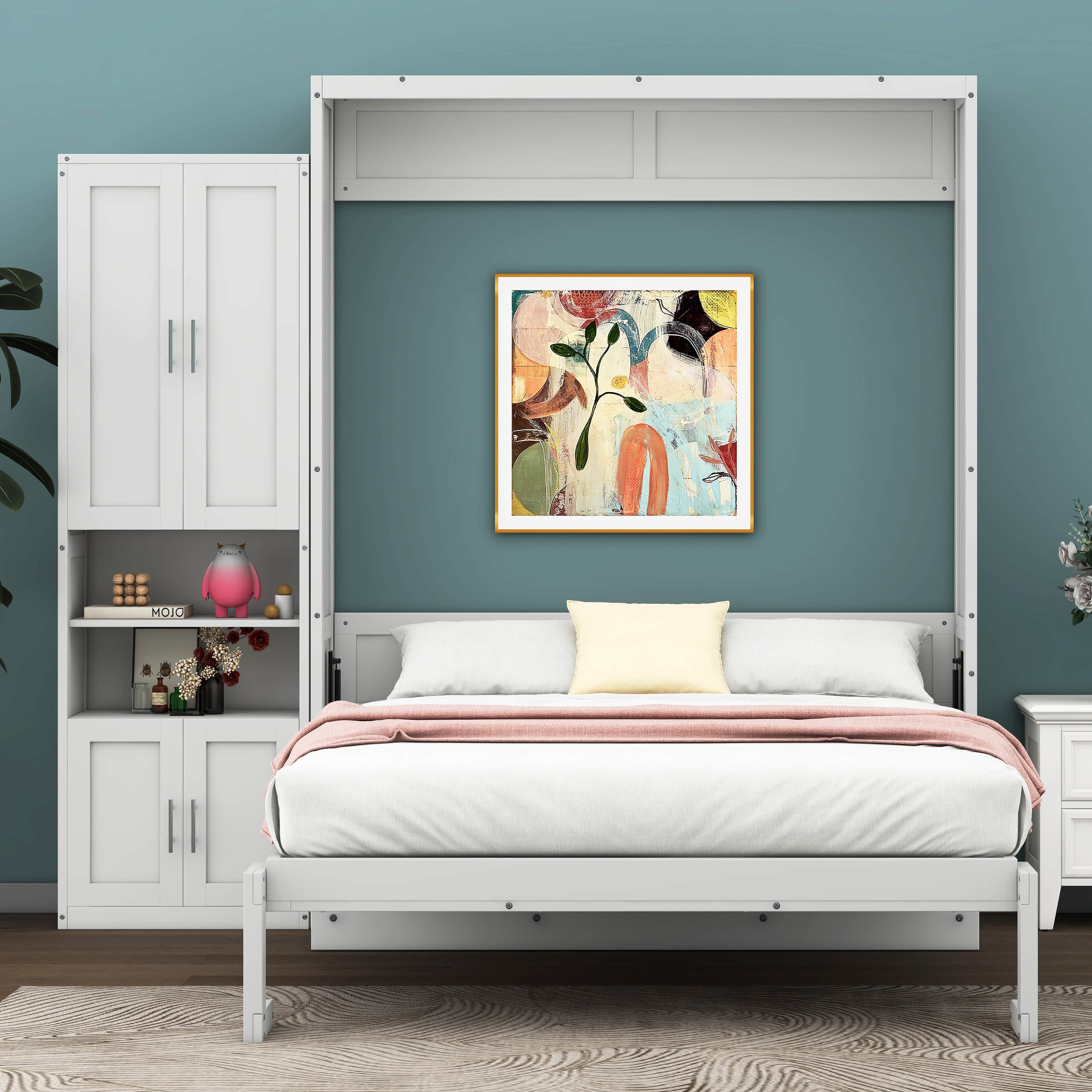 Red Barrel Studio® Spencerport Full Size Murphy Bed with 1 Side Storage Shelf and Desk