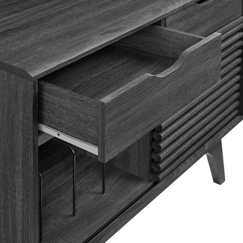 Charcoal Mid-Century Modern Vinyl Record Display Stand