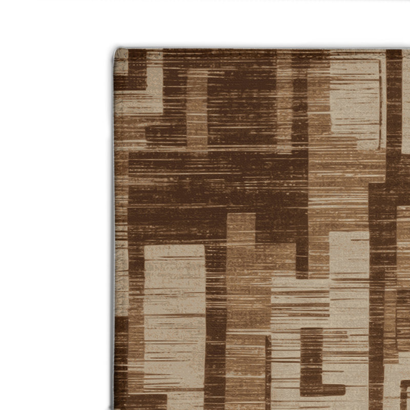 Tapis brun abstrait intérieur et extérieur, Rectangulaire 2 pi x 3 pi