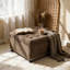 Repose-pieds carré brun foncé avec rangement capitonné et garniture cloutée, repose-pieds rembourré multifonctionnel et table basse pour le salon et la chambre à coucher