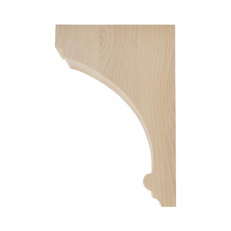 Unfinished Large Solid Traditional Plain Wood Backet Corbel, Hard Maple, 12" H x 2.5" W x 8" D