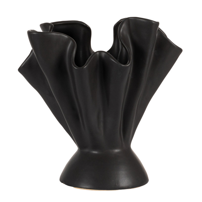 Hopewell Handmade Stoneware Table Vase, Matte Black