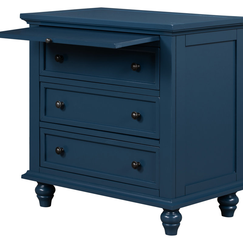 3 armoires de rangement bleues, idéales pour garder votre maison organisée avec 3 tiroirs, plateau de table de bout polyvalent