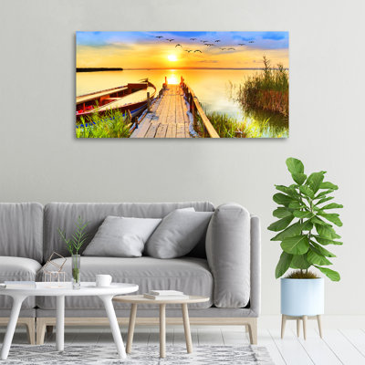 Boat And Pier - No Frame Print on Canvas