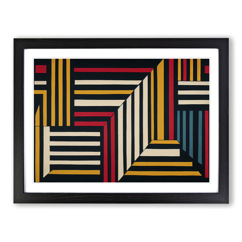 Awesome Modern Abstract Art - Single Picture Frame Print, Black, 46cm H x 64cm W x 2cm D