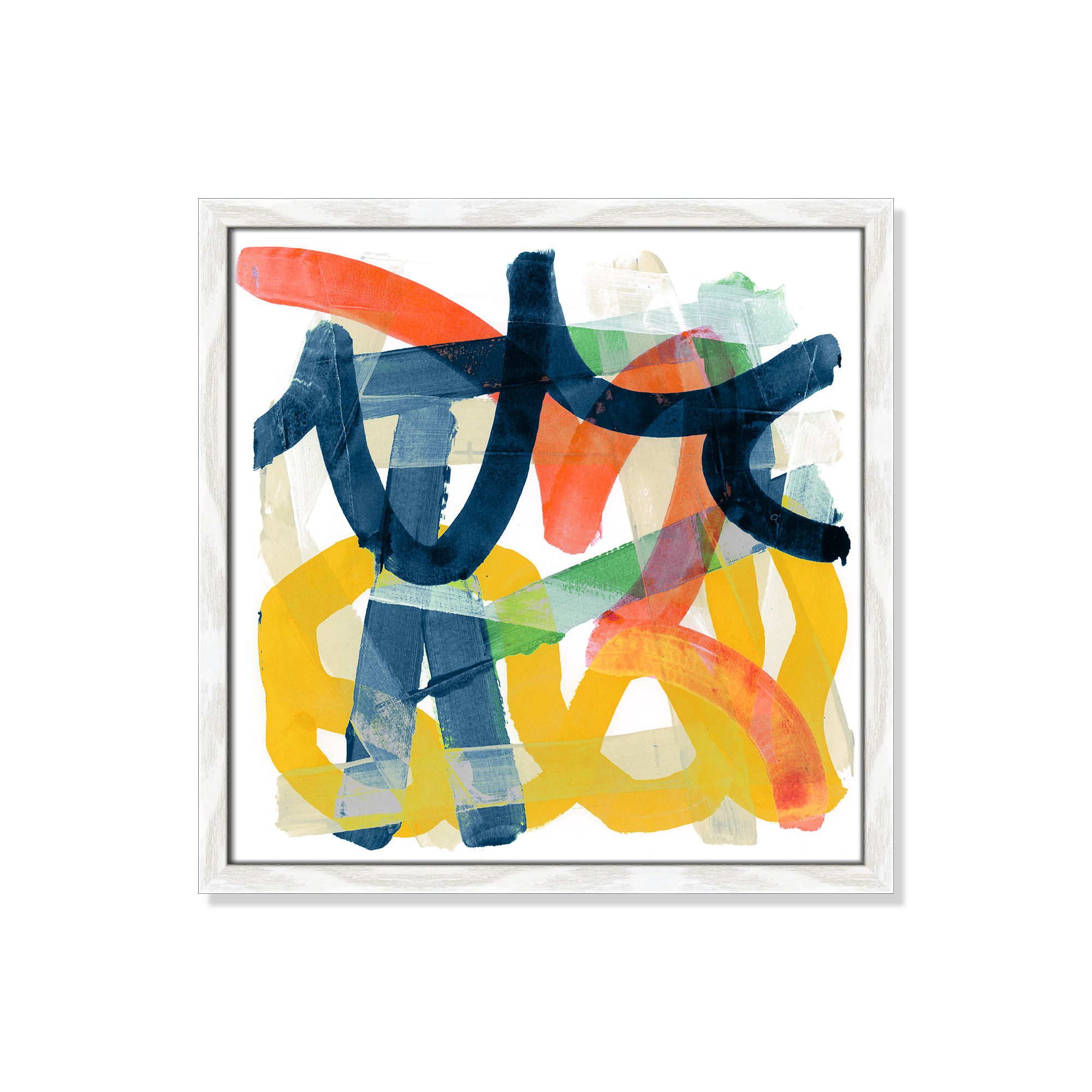 Shuffling by Cartissi - Picture Frame Painting, White Framed, 17" H x 17" W x 0.75" D