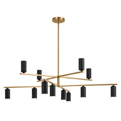 12 - Light Steel Dimmable Tiered Chandelier