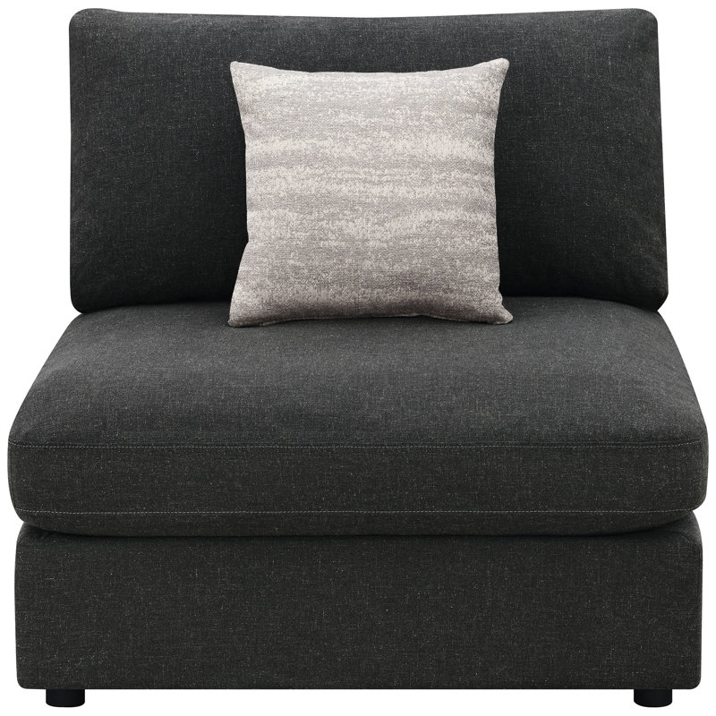 Fauteuil rembourré gris anthracite rembourré avec coussins amovibles, conception modulaire pour sièges flexibles, sièges rembourrés en plumes et coussins décoratifs moelleux, mesurant 33 pouces de hauteur, 38 de largeur, 41 de profondeur