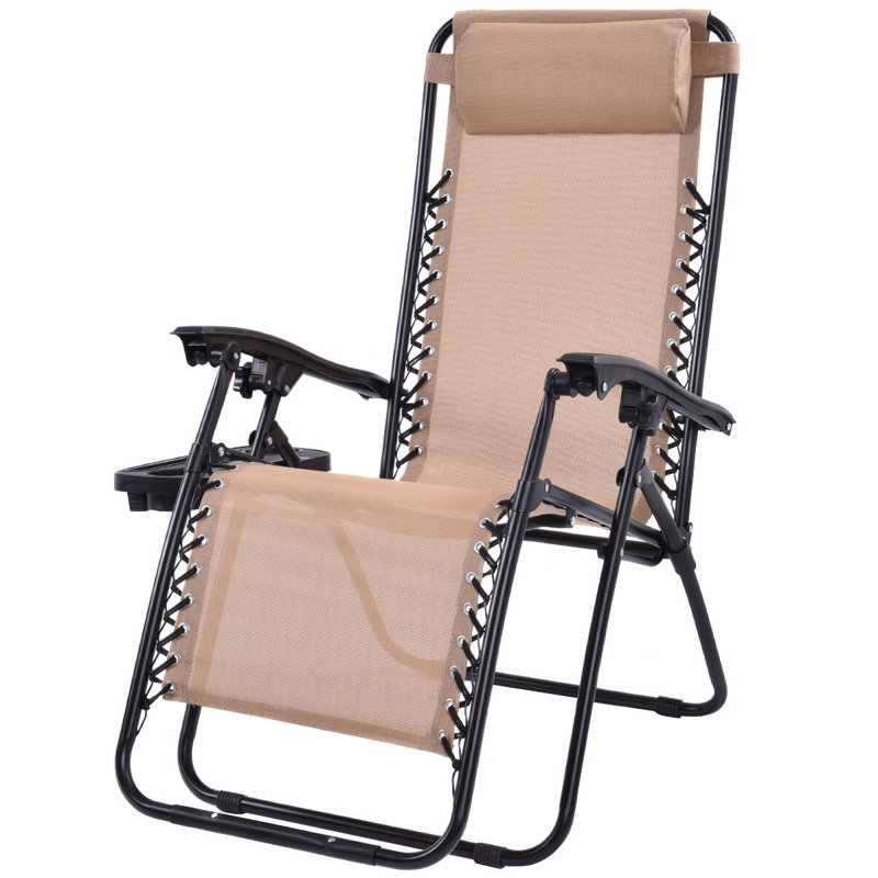 Chaise longue inclinable à gravité zéro Romero, 1, Beige