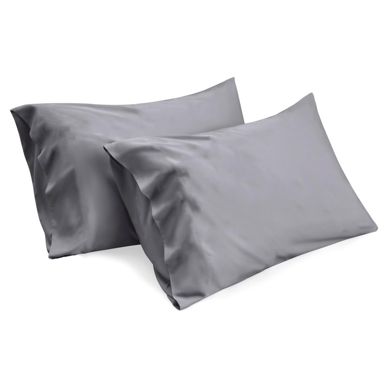 Paquet de 2 taies d'oreiller grand format gris foncé, enveloppes et taies d'oreiller en microfibre de polyester