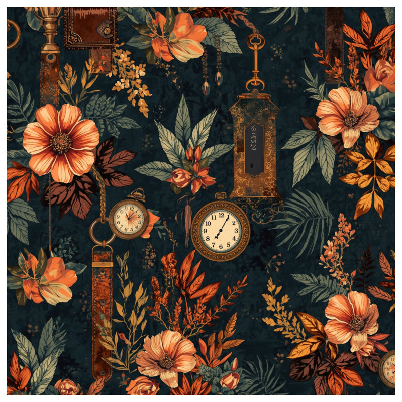 Tapisserie murale «Floral», H 68 po x l 80 po avec 4 œillets