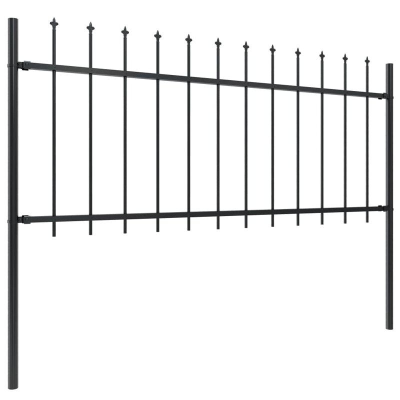 Vanwingerden 80cm H x 1430cm W Black Metal Border Fence