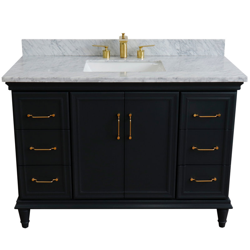 Meuble-lavabo simple l 49 po Metaza, Gris foncé