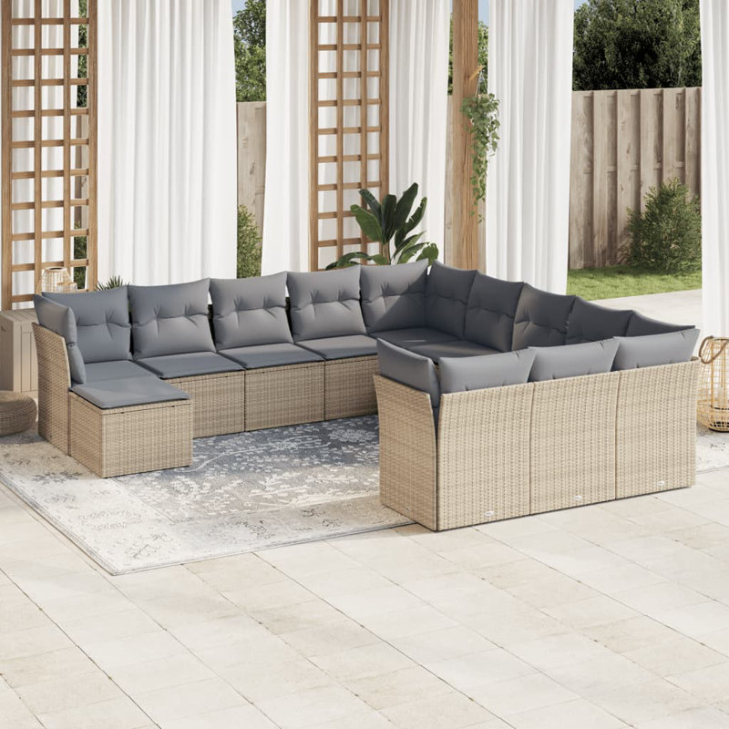  Garden Sofa Set Beige, Light Grey