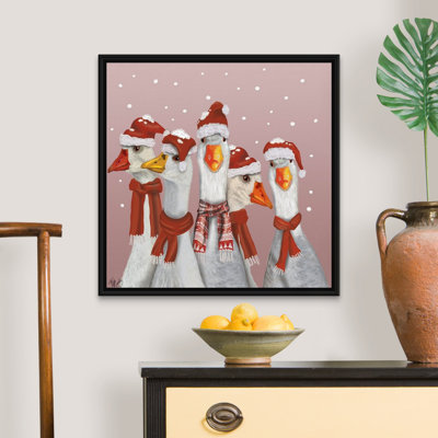«Christmas Gaggle of Geese», reproduction d'art sur toile