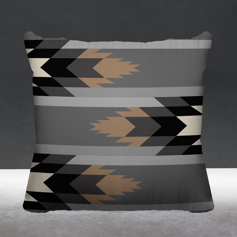 Coussin intérieur / extérieur Lansa Southwestern, L 19 po x H 19 po, gris