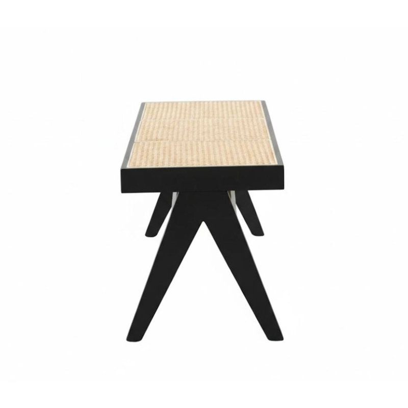 Banc en bois massif Glencairn, Noir