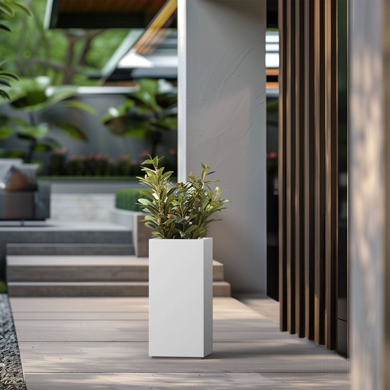 Kalil Handmade Planter Box, 24" H x 11.5" W x 11.5" D, Crisp White