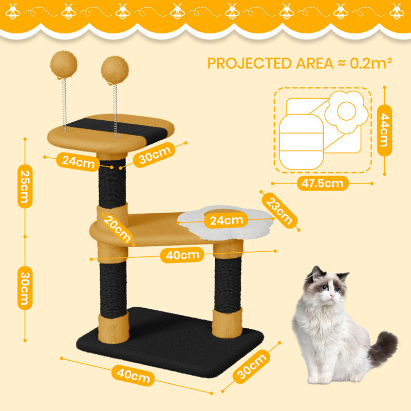 Amadahy 79cm H Cat Tree, Yellow/Black