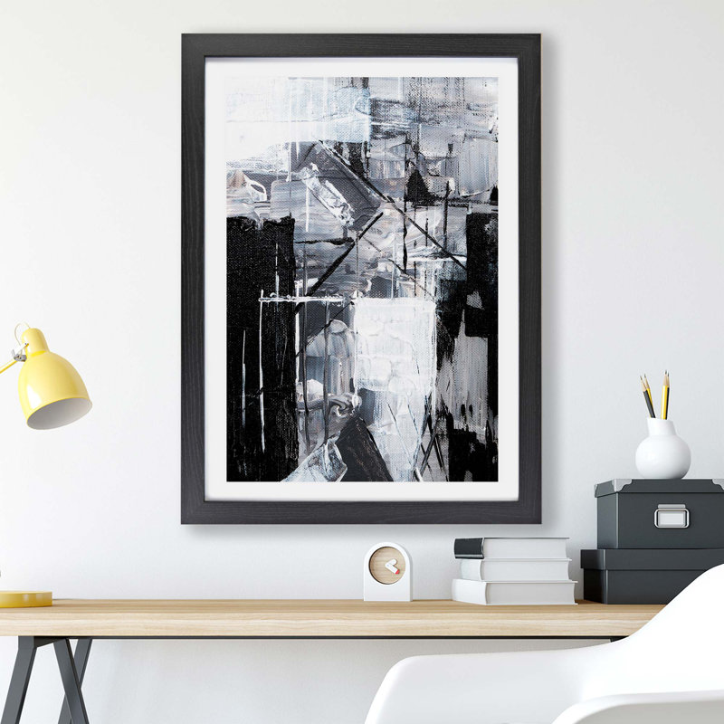 Abstract Art Paitning by S.Johnson - Framed Print, 24cm H x 33cm W x 2cm D, Black