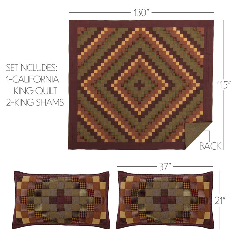 Heritage Farms Cotton Patchwork Quilt, California King Quilt + 2 Shams