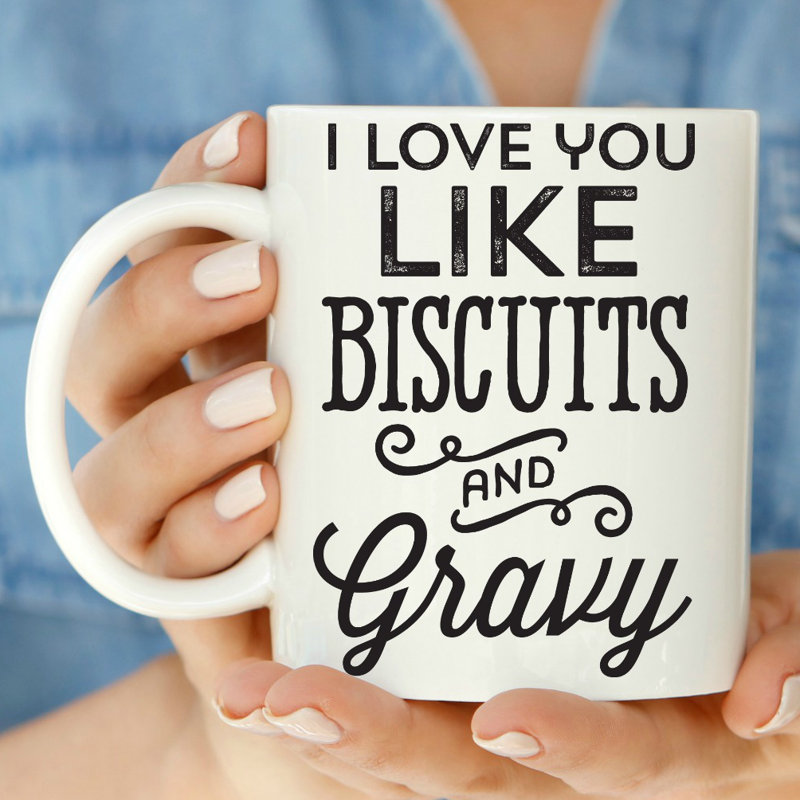 Grande tasse à café "like you like biscuits" et saucière