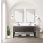 Meuble-lavabo double en chêne brun 60 po X P 22 po D, avec plateau en marbre de culture-117970969-117970972