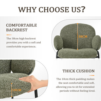 Anston 46cm H Linen Upholstered Metal Armchair
