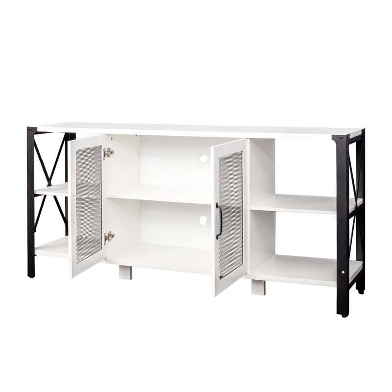 TV Stands For Living Room, Industrial TV Stand For Bedroom Furniture, Farmhouse TV Stand Television Stand , Modern Horizontal Wood And Metal Open Bookshelf
