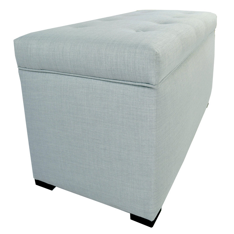 Raburn Upholstered Storage Bench, Sea Mist Green