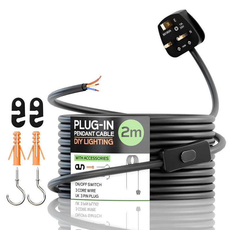 - Light Pendant, Black, 2 m Cord