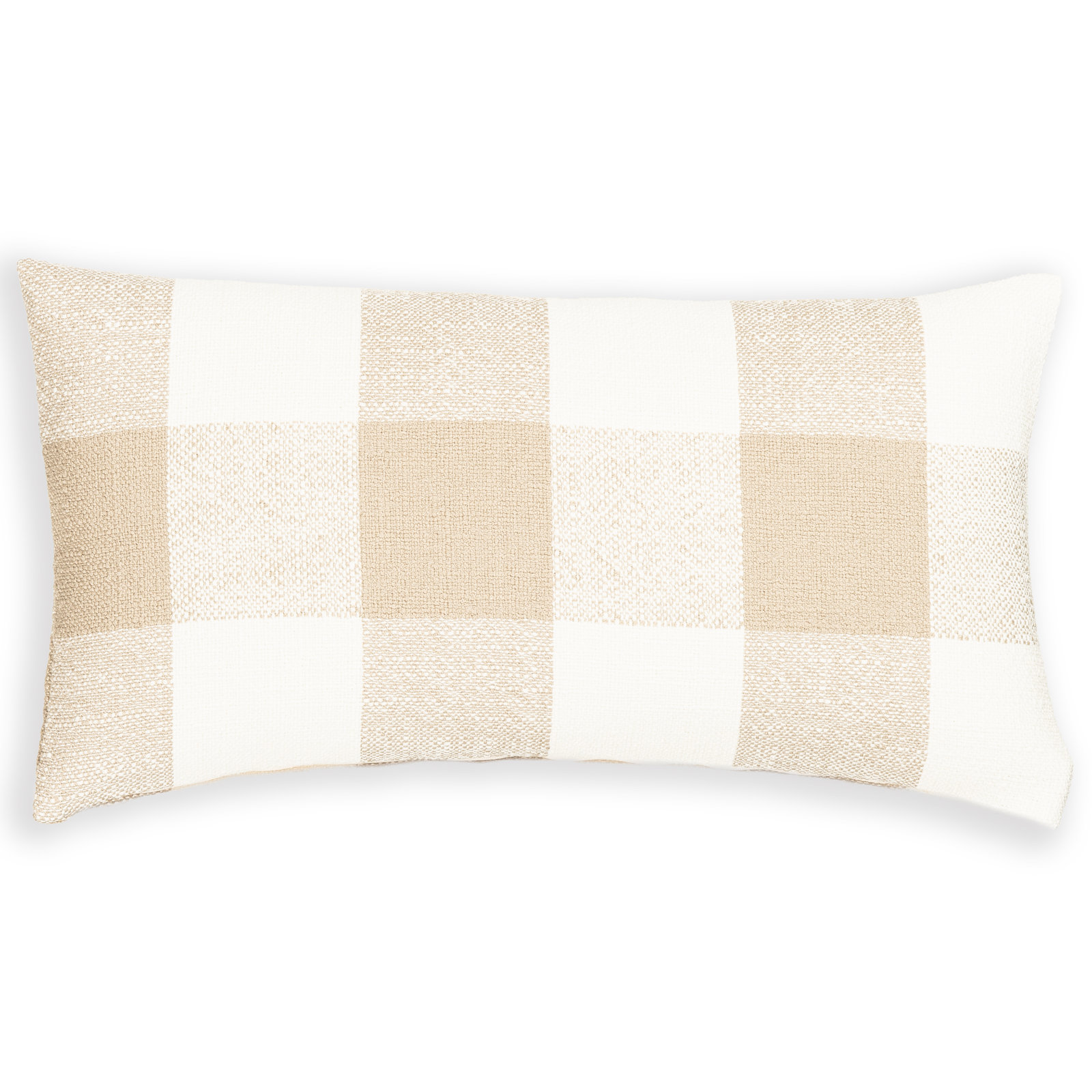 Birch Lane Cleveland Throw Pillow Lumbar, Feather, Brown Checkered